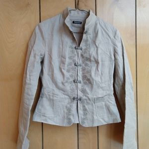 New 💼 Tahari Tan Jacket w Buttons Embroidery XS
